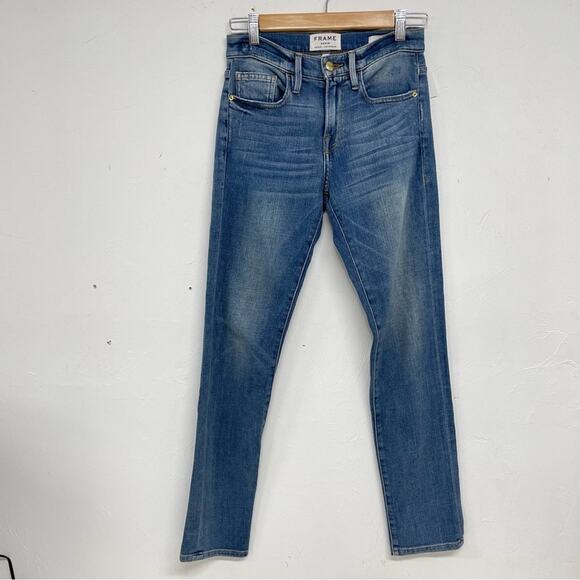 Frame Le Boy High Rise Straight Leg Jeans Womens 24 Boyfriend Medium Wash Blue - Picture 1 of 9